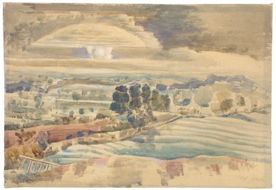 Nascer do sol sobre o vale de Paul Nash