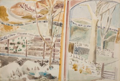 A paisagem através da janela e através do espelho de Paul Nash