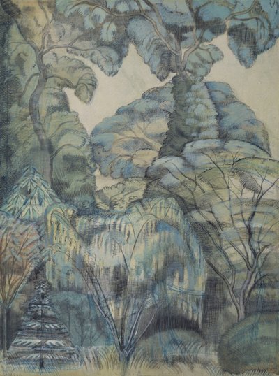 Árvores em Bird Garden, Iver Heath de Paul Nash