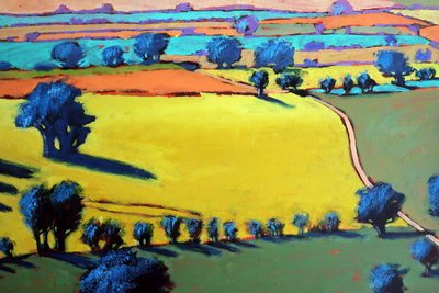 Cotswold Way fechar (acrílico a bordo) de Paul Powis