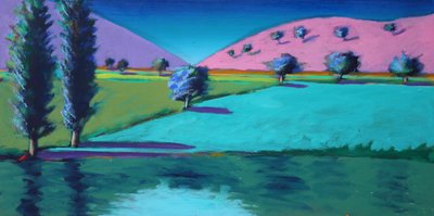 Lago Castlemorton, 2021 (acrílico sobre cartão) de Paul Powis