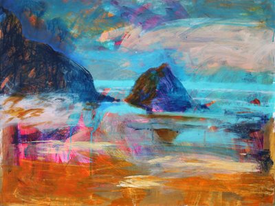 Pembroke Coast, 2021 (acrílico sobre cartão) de Paul Powis