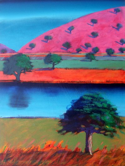 Pink Hill 2 (acrílico no cartão) de Paul Powis