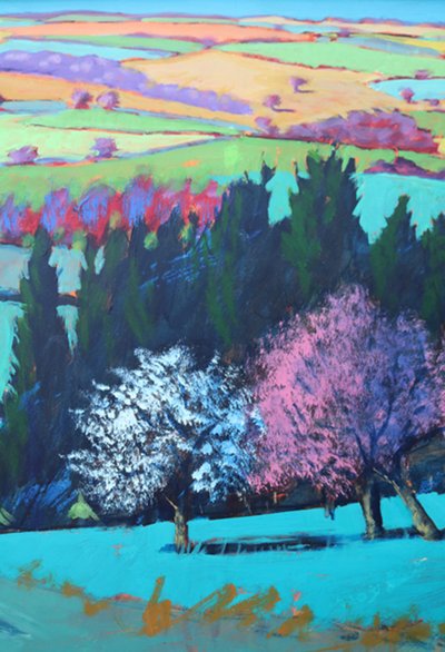 Teme Valley Abril fecha 1 (acrílico a bordo) de Paul Powis