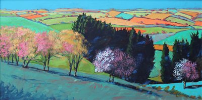 Teme Valley blossom (acrílico a bordo) de Paul Powis