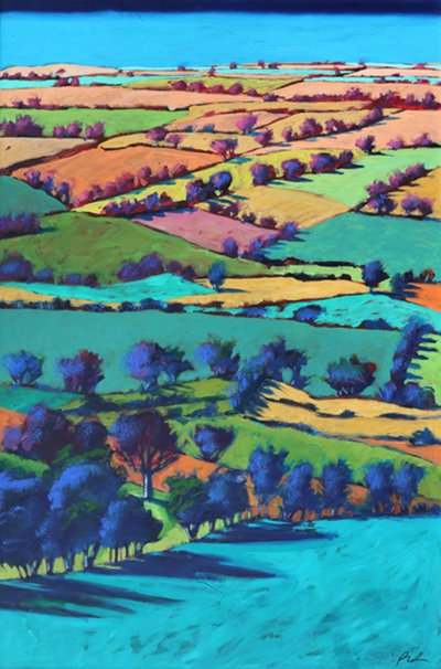 Teme Valley summer I (acrílico a bordo) de Paul Powis
