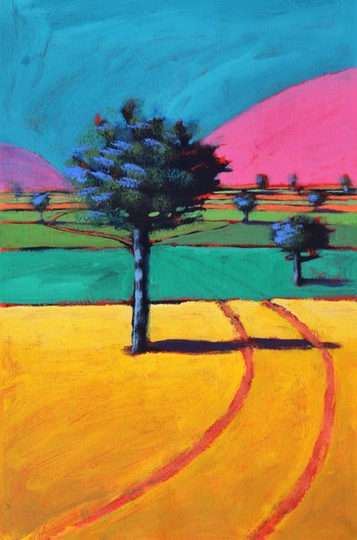 Towards Castlemorton, 2021 (acrílico sobre papel) de Paul Powis