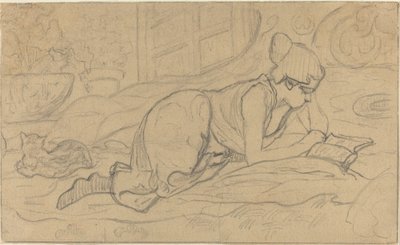 Estudo para "A Leitora Mentira" de Paul Elie Ranson
