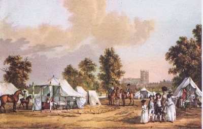 Um acampamento militar em St Jamess Park durante o Gordon Riots, da British Adventure publicado por Collins, 1947 de Paul Sandby