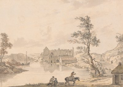 Abadia de Askeaton perto de Limerick, Irlanda no rio Deel de Paul Sandby