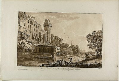 A Torre de César e Parte do Castelo de Warwick da Ilha, placa três de Vistas do Castelo de Warwick de Paul Sandby