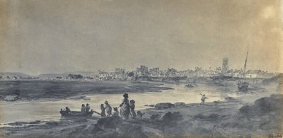 Cardiff from the South (caneta e tinta e lavagem sobre papel) de Paul Sandby
