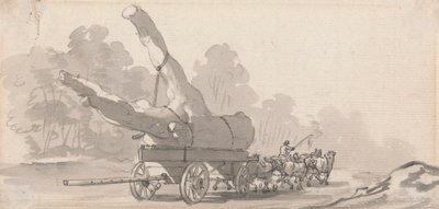 Carrinho com um grande tronco de árvore de Paul Sandby