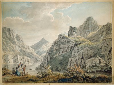 Castelo Dolbardarn e Lago Llanberris, 1764 de Paul Sandby