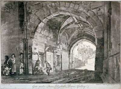 Portão sob a Galeria de Fotos da Rainha Elizabeth, Castelo de Windsor, Berkshire, 1812 de Paul Sandby