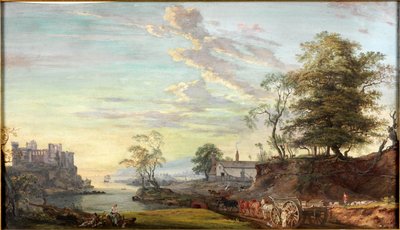 Paisagem com Castelo numa Baía, cerca de 1769-1795 (aguarela e guache) de Paul Sandby