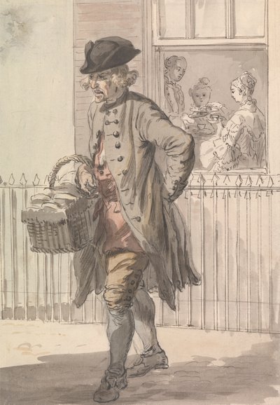 Londres Cries: Um Homem Muffin de Paul Sandby