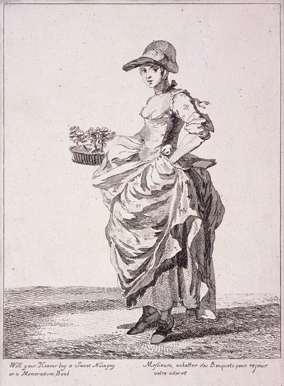 Nosegay e memorando vendedor de livros, Gritos de Londres, 1760 de Paul Sandby