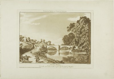 Overton Bridge/Over the River Dee, nos confins de Denbigh e Flintshire de Paul Sandby