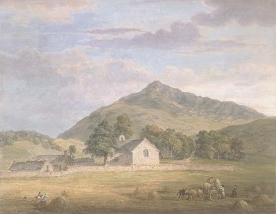 PD.2-1967 Haymaking em Dolwyddelan abaixo Moel Siabod, North Wales, c.1776-86 (wc e guache sobre lápis sobre papel) de Paul Sandby