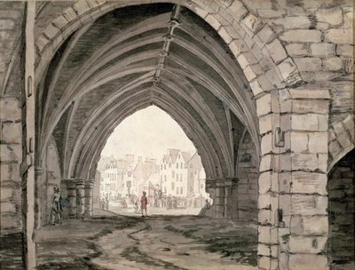 Parte da Abadia de Holyrood com uma vista do Canongate (caneta e tinta com lavagem) de Paul Sandby