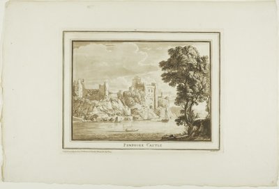Castelo de Pembroke, de Twelve Views in Aquatinta de desenhos feitos no local em South Wales de Paul Sandby
