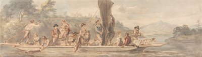River Ferry com Muitos Passageiros e Animais de Paul Sandby