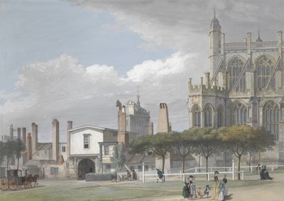 Capela de São Jorge, Windsor, e a entrada do Claustro dos Homens Cantores, c.1768 (guache no papel) de Paul Sandby