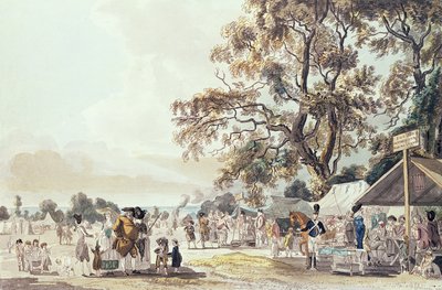 O acampamento em Hyde Park, 1780 (cor aquatint) de Paul Sandby