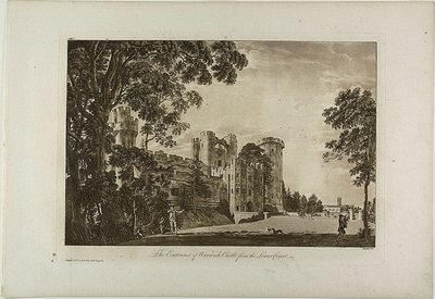 A entrada do Castelo de Warwick do Lower Court, placa 2 de Paul Sandby