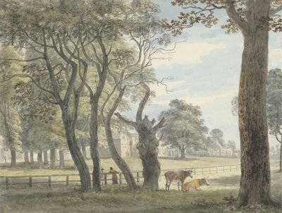 The Gunpowder Magazine, Hyde Park, c.1790 (aquarela, caneta e tinta e giz de cera sobre grafite no papel) de Paul Sandby