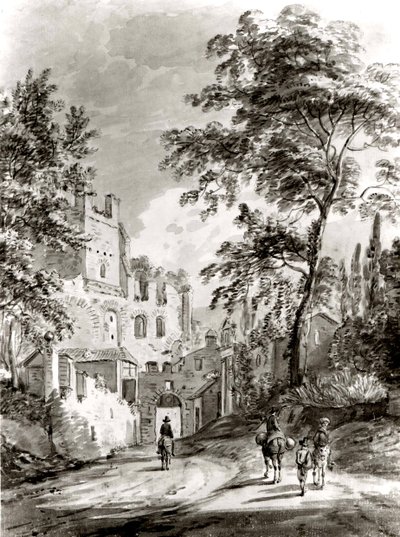 Viajantes entrando em uma cidade, 1751-1809. de Paul Sandby