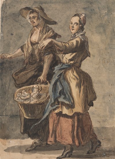 Duas mulheres segurando um cesto de Paul Sandby
