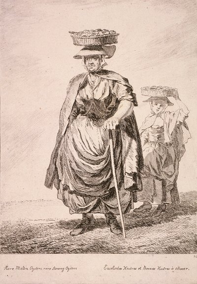 Dois vendedores de ostras, Gritos de Londres, 1760 de Paul Sandby