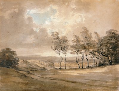 Vista de Hampstead Heath (aguarela sobre papel) de Paul Sandby