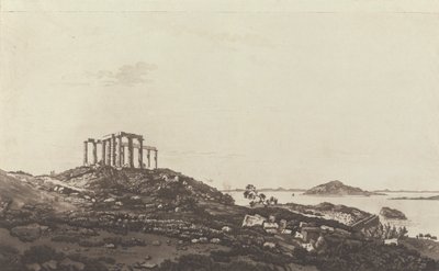 Vistas no Levante: Templo arruinado na colina em Suninum com vista para as ilhas de Paul Sandby