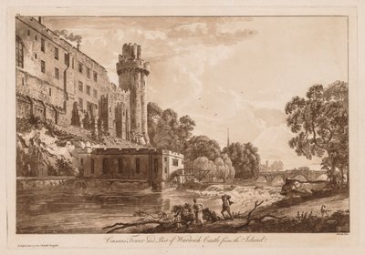 Vistas do castelo de Warwick: Caesars ower e parte do castelo de Warwick da ilha, 1776. de Paul Sandby