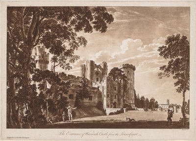 Vistas do Castelo de Warwick: A entrada do Castelo de Warwick do Lower Court de Paul Sandby