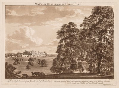 Vistas do Castelo de Warwick: Castelo de Warwick do Lodge Hill de Paul Sandby
