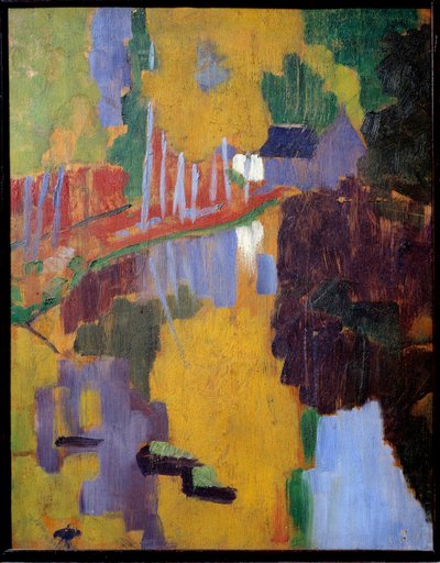 O talismã, a avenida da madeira do amor. O reflexo de um bosque na água. Pintura de Paul Serusier (1863 - 1927) de Paul Sérusier
