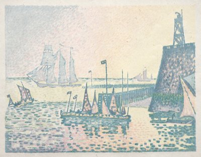 Noite, o cais em Vlissingen de Paul Signac