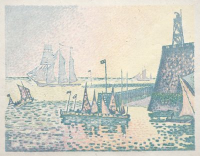 Noite, o cais em Vlissingen, 1898. de Paul Signac