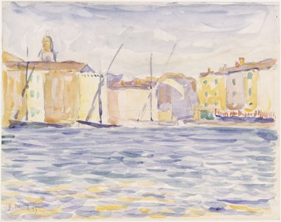Casas num local de desembarque no Sul de Paul Signac