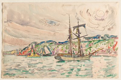 Navios perto do rio Trieux de Paul Signac