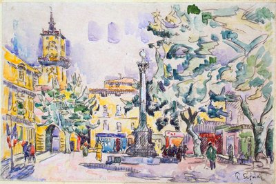 Praça do Hotel de Ville em Aix-en-Provence, início do século XX de Paul Signac