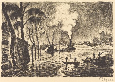 O Sena Inundado em 1910 (La Seine en crue, en 1910) de Paul Signac