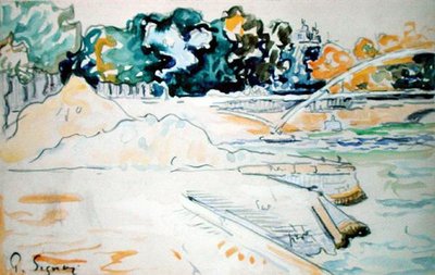 O Sena em Paris (aguarela sobre papel) de Paul Signac