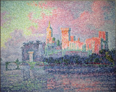 O castelo dos papas em Avignon - 1900. Óleo sobre tela de Paul Signac