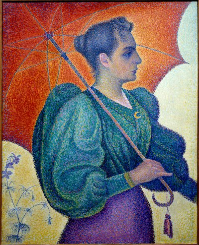 A mulher tem o guarda-chuva. Pintura de Paul Signac (1863-1935) de Paul Signac