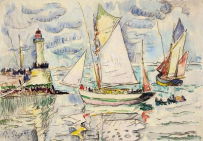 Dois navios de pesca na entrada do porto de Granville de Paul Signac